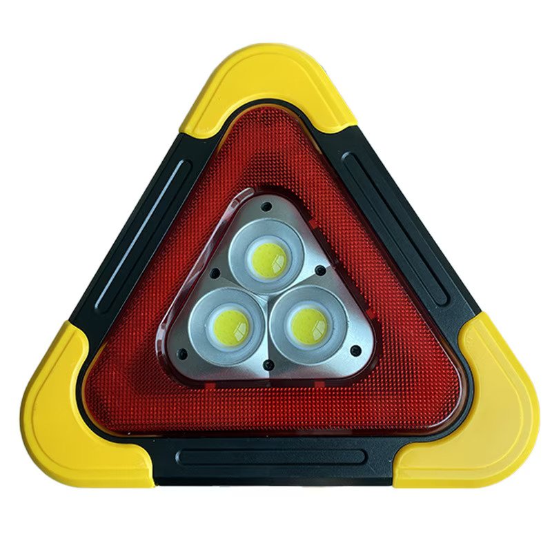 Triunghi reflectorizant iluminat cu 3 LED-uri cu incarcare prin USB sau solara Imagine principală a produsului