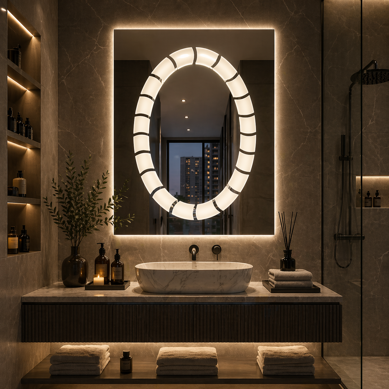 SimpluAcasa™ Oglinda led ovala premium 60x80 — Confort Practic Pentru Casa Ta