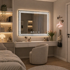 SimpluAcasa™ Oglinda LED moderna 80x60 cm cu 2 benzi integrate — Confort Practic Pentru Casa Ta