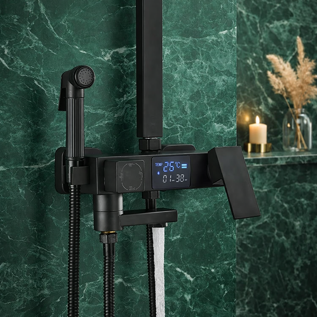 SimpluAcasa™ Coloana dus premium cu afisaj digital LCD — Confort Practic Pentru Casa Ta