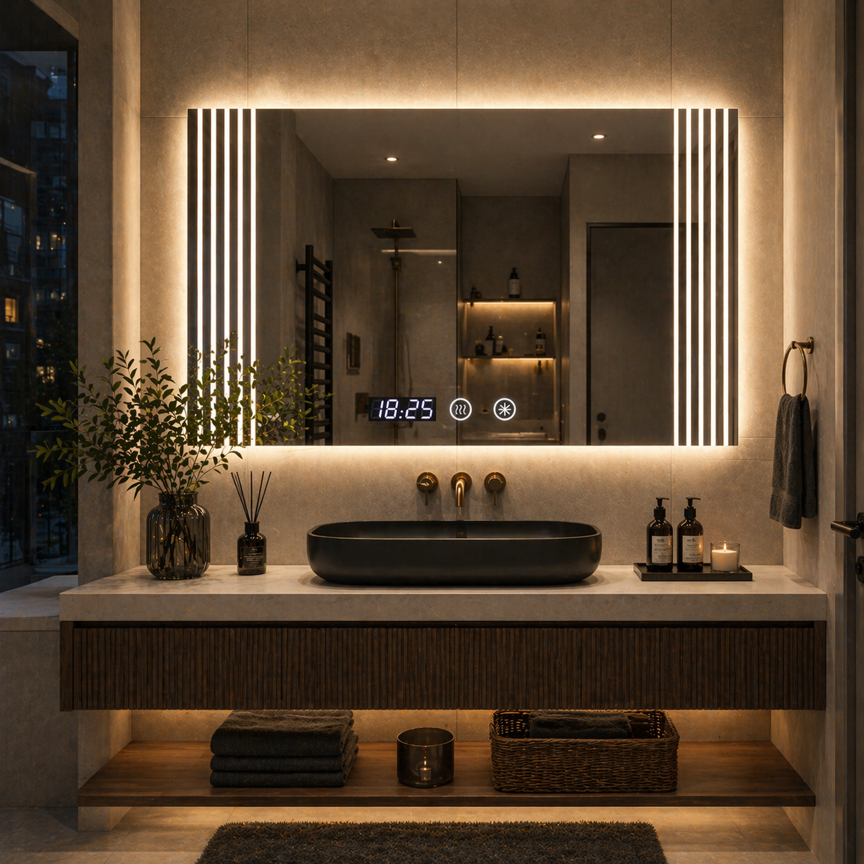 SimpluAcasa™ Oglinda LED Premium 80x60 cu Touch Antiaburire si Iluminare LED — Confort Practic Pentru Casa Ta