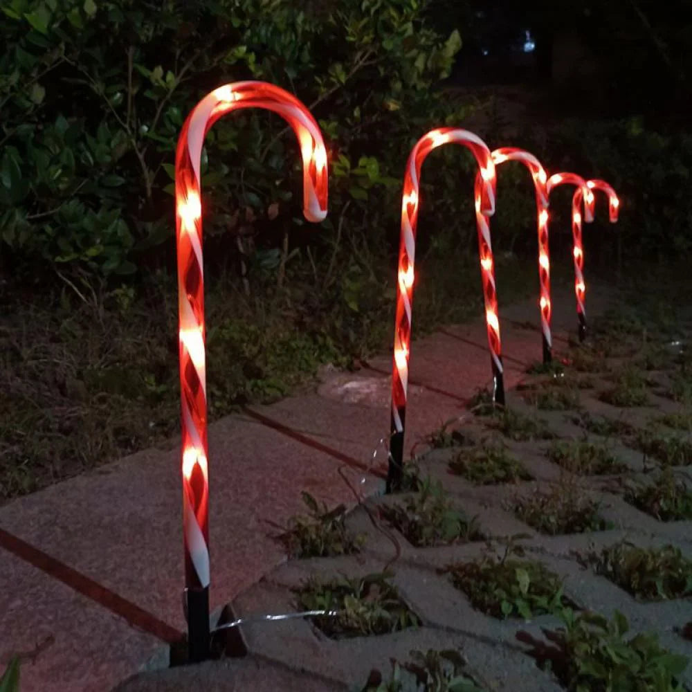 Decoratiune luminoasa pentru Craciun, 5 Acadele, stele, fulgi de nea si brazi pentru exterior, incarcare solara, 40 cm Imagine principală a produsului