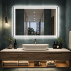 SimpluAcasa™ Oglinda LED 90 x 70 cm cu Afisaj Digital si — Confort Practic Pentru Casa Ta