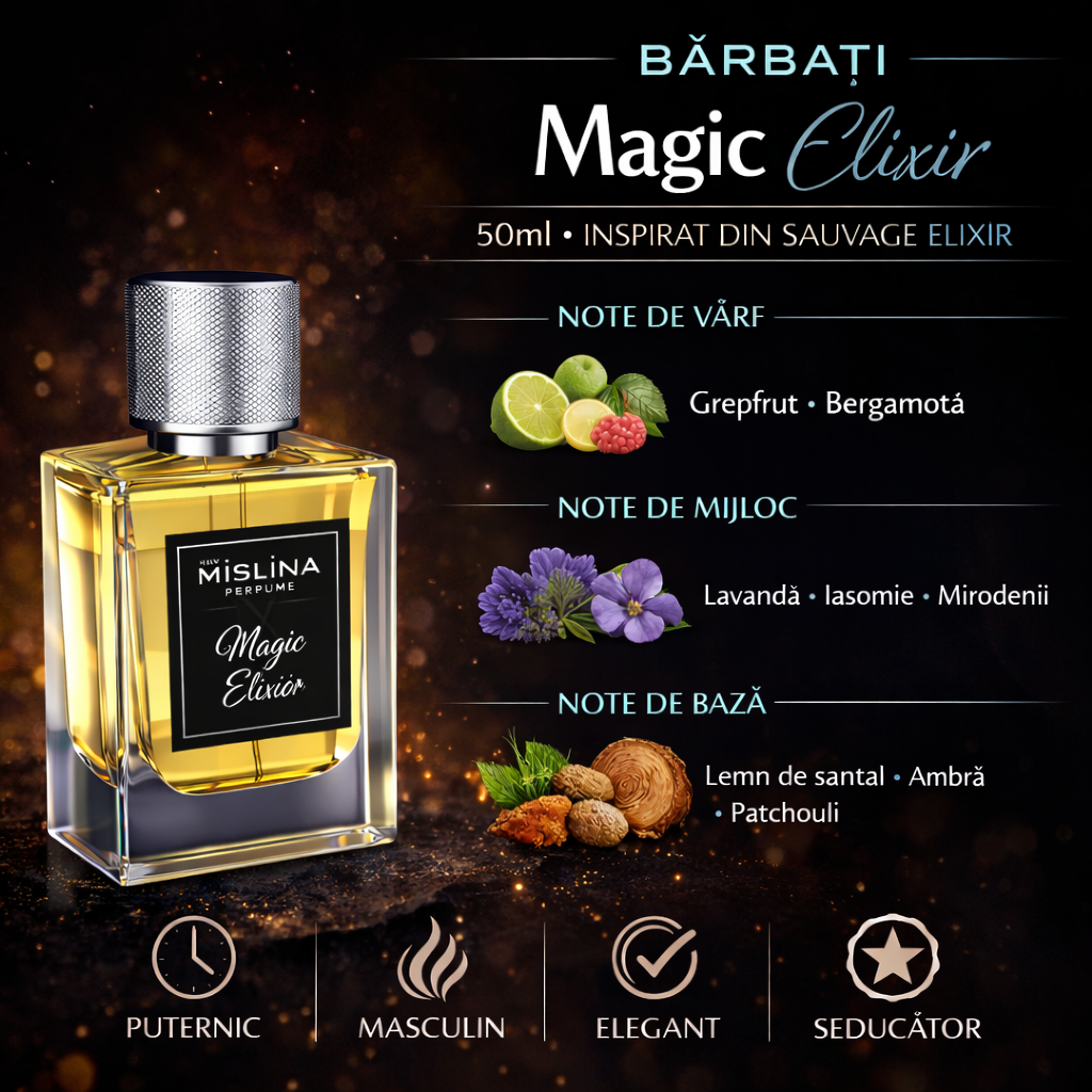 Parfum Mislina Bărbați Magic Elixir 50ml, inspirat din Sauvage Elixir, M052