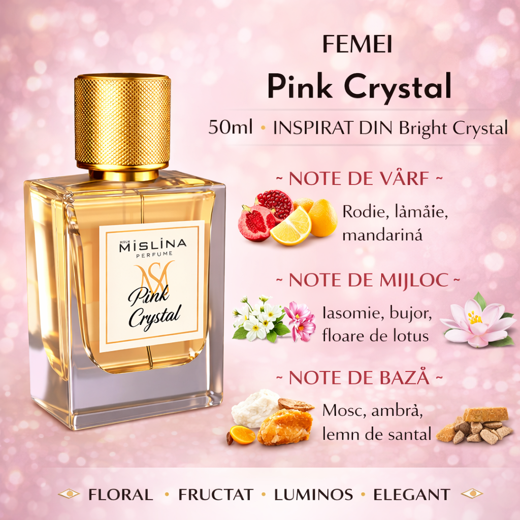 Parfum Mislina Damă Pink Crystal 50ml – Inspirat din Bright Crystal, M007