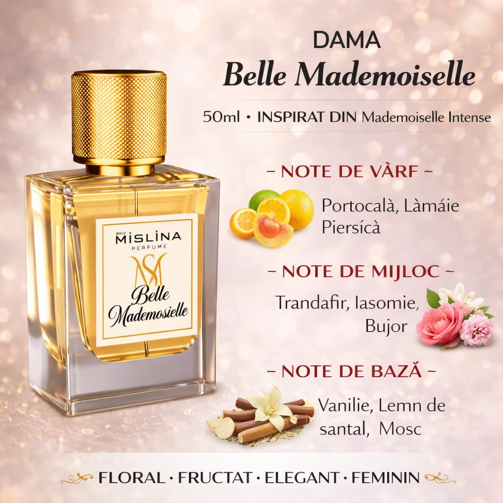 Parfum Mislina Damă Belle Mademosielle 50ml – Inspirat din Mademoiselle Intense, M010 Imagine secundară a produsului