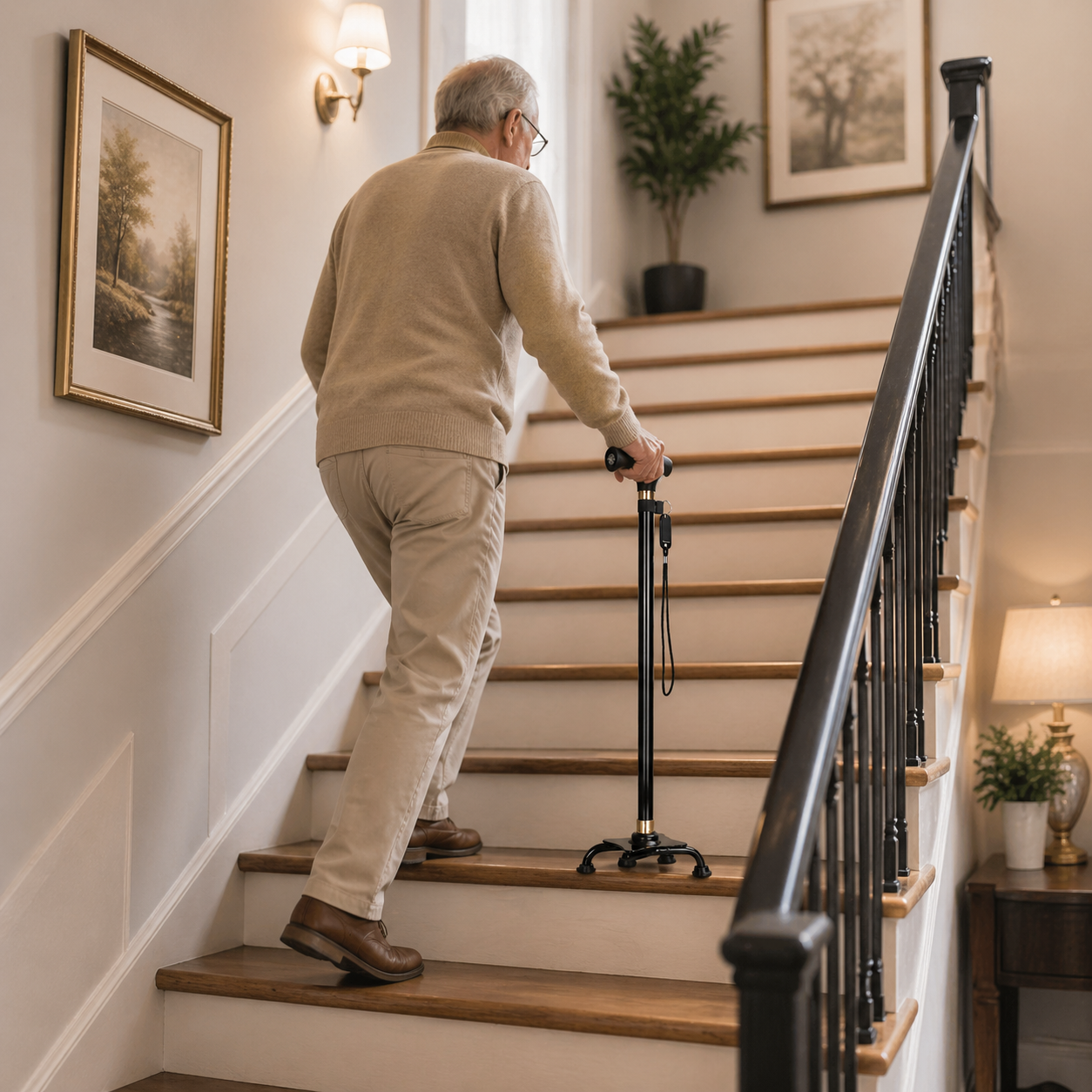 SimpluAcasa™ Baston de sprijin reglabil cu 4 puncte de sustinere — Mai Mult Confort Oriunde