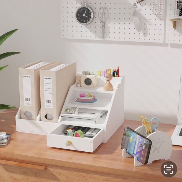 SimpluAcasa™ Organizator birou multifunctional cu sertar 34 x 28 x 24 — Confort Practic Pentru Casa Ta