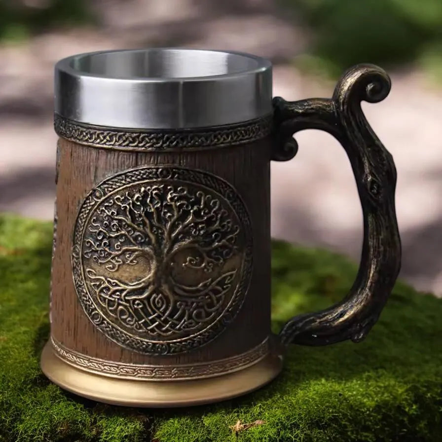 SimpluAcasa™ Halba bere  viking Tree of Life 600 ml interior inox — Mai Mult Confort Oriunde