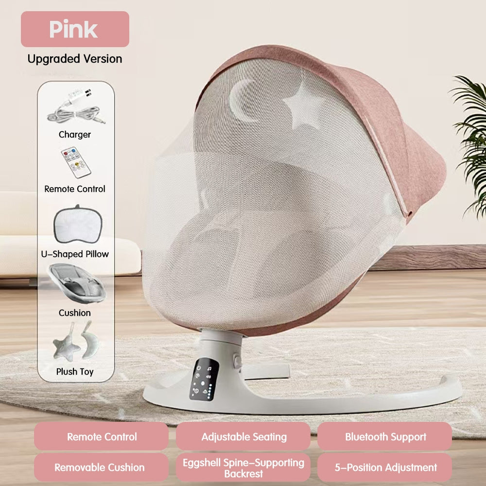 SimpluAcasa™ Leagan electric pentru bebelusi bluetooth si plasa anti-insecte — Util Pentru Familie și Copii