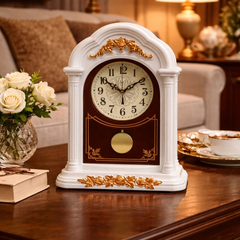 SimpluAcasa™ Ceas de masa decorativ – vintage elegant cu pendul 22 — Confort Practic Pentru Casa Ta Imagine principală a produsului