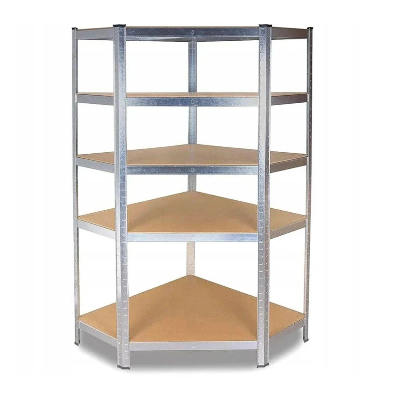 Raft metalic de colt, cu 5 polite, cadru otel galvanizat, polita MDF, 175 Kg/polita, 180x90x40 cm Imagine principală a produsului