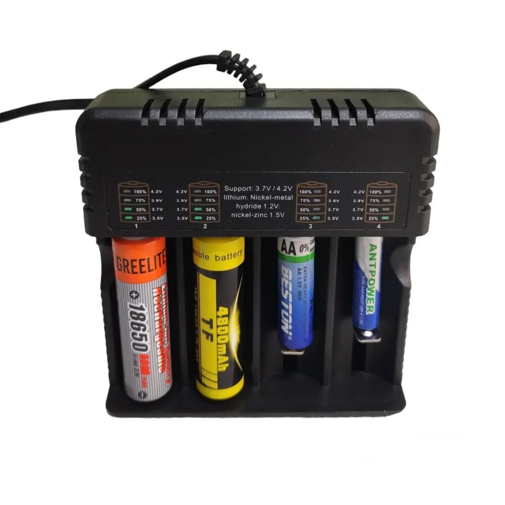 Incarcator baterii Li-ion HD-4882B, 4 sloturi 4.2V 4000mA pentru 18650 26650 14500 16340 Imagine principală a produsului