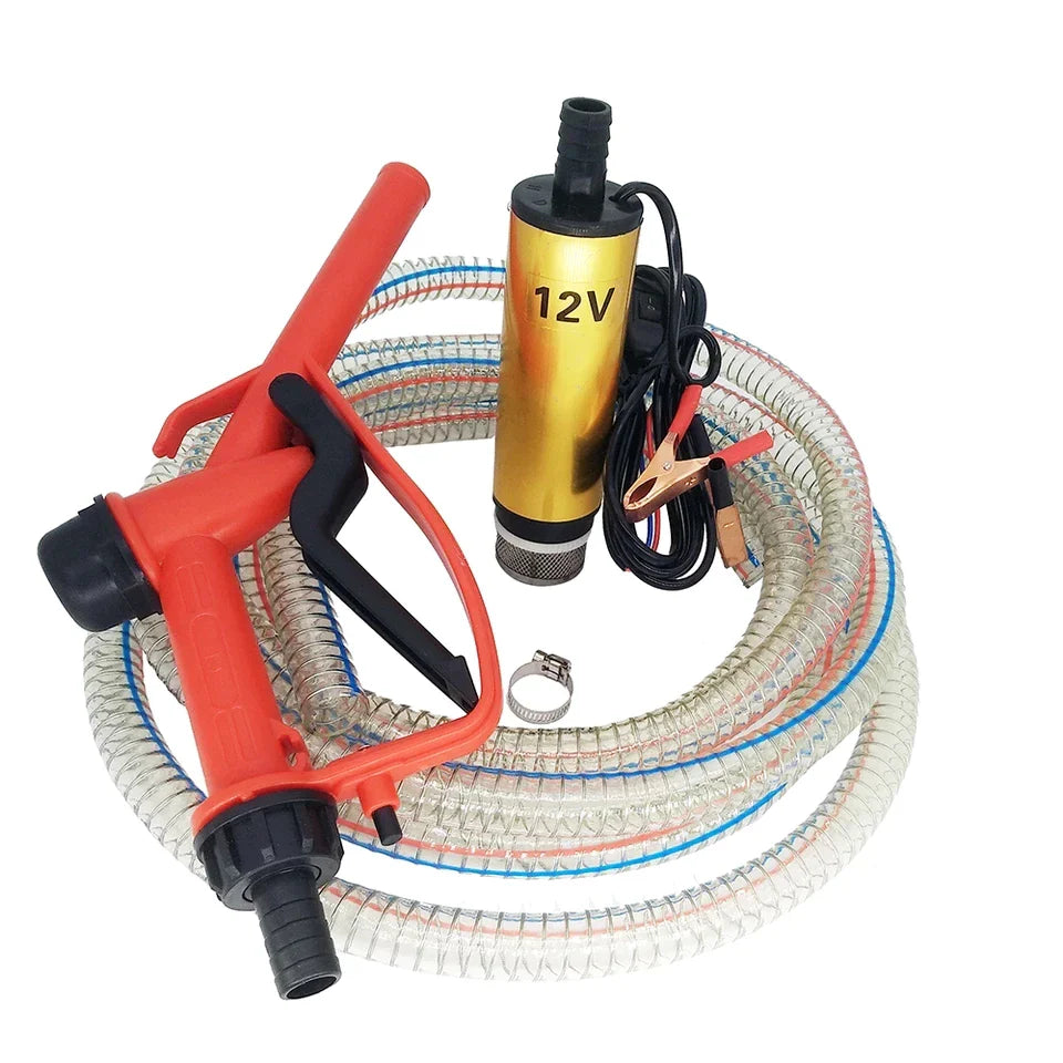 Set pompa transfer benzina/motorina si alte lichide 12V cu furtun si pistol Imagine principală a produsului