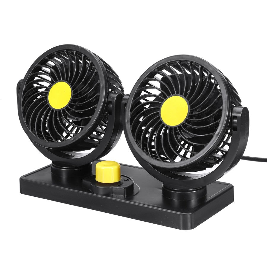 Ventilator Auto Dublu, 10W, 2 Trepte de Viteza, Rotire 360°, Silentios Imagine principală a produsului
