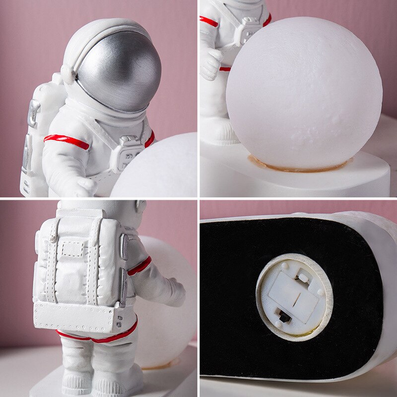 SimpluAcasa™ Lampa LED Astronaut cu Luna – Veioza ambientala pentru copii — Util Pentru Familie și Copii