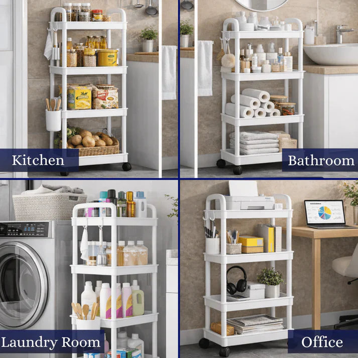 SimpluAcasa™ Raft organizator cu 4 niveluri — Confort Practic Pentru Casa Ta