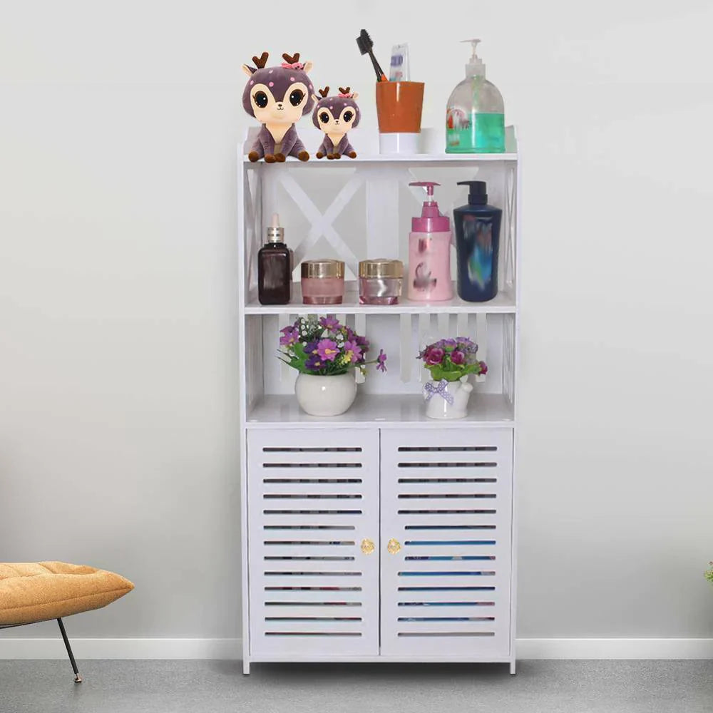 Dulap pentru Baie PVC cu 3 Polite de Depozitare, Alb, 90x40x25 cm, Rezistent la Umezeala Imagine principală a produsului