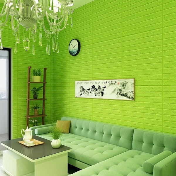 SimpluAcasa™ Tapet 3D caramida Verde lime auto-adeziv pentru interior 70 x — Confort Practic Pentru Casa Ta Imagine principală a produsului