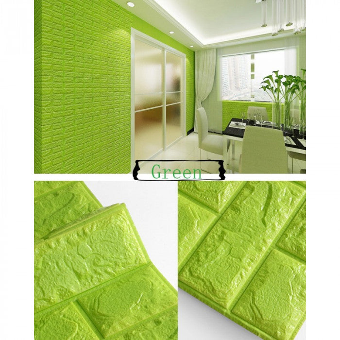 SimpluAcasa™ Tapet 3D caramida Verde lime auto-adeziv pentru interior 70 x — Confort Practic Pentru Casa Ta