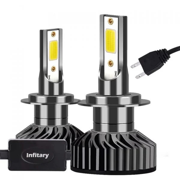 Set 2 becuri LED H7 100W, 9V-32V, F2 COB, ventilator slim, canbus, 6000K Imagine principală a produsului