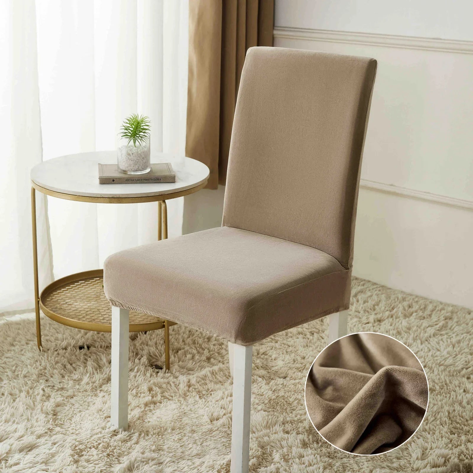 Set 6 huse universale, elastice, pentru scaun, din catifea Imagine principală a produsului