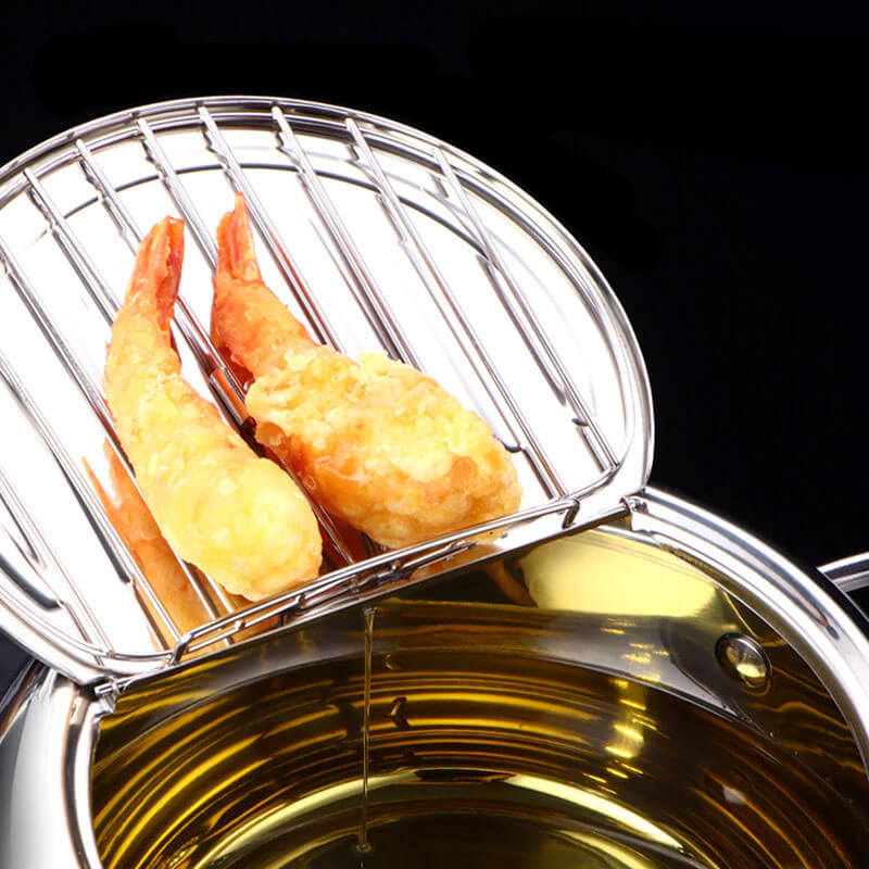 SimpluAcasa™ Friteuza in japonez din oțel inoxidabil cu termometru pe capac — Mai Mult Confort în Bucătărie
