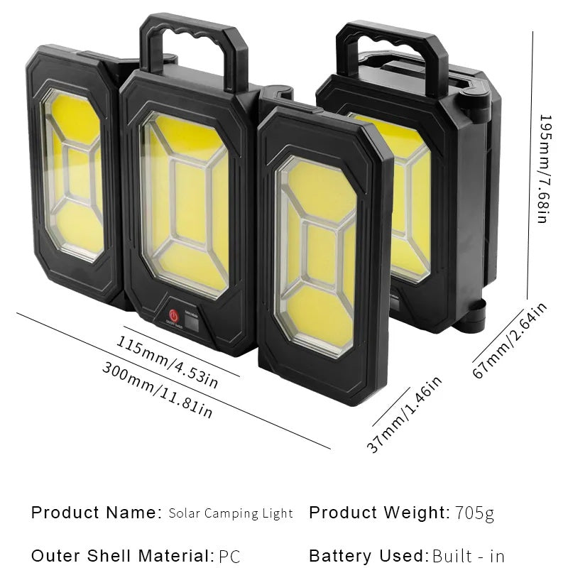 SimpluAcasa™ Lampa solara pliabila 3 panouri cu trepied reglabil 84cm si — Ambient Modern Pentru Acasă