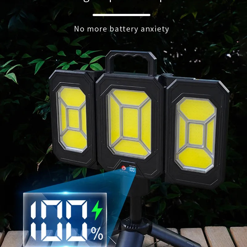 SimpluAcasa™ Lampa solara pliabila 3 panouri cu trepied reglabil 84cm si — Ambient Modern Pentru Acasă
