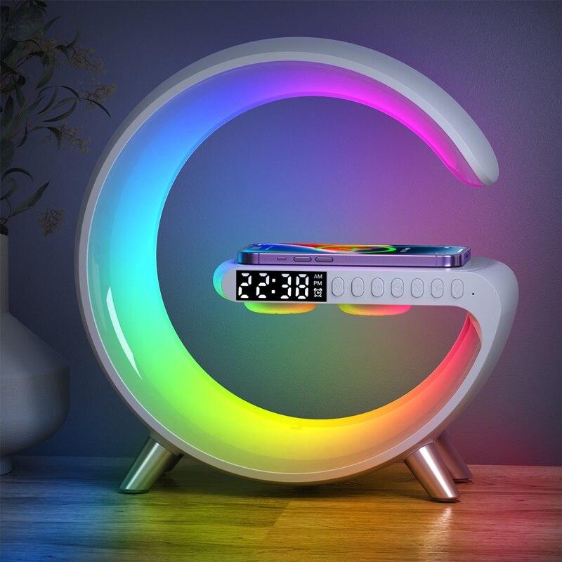 Statie incarcare wireless 3 in 1 cu lampa RGB si boxa bluetooth, control aplicatie Imagine principală a produsului