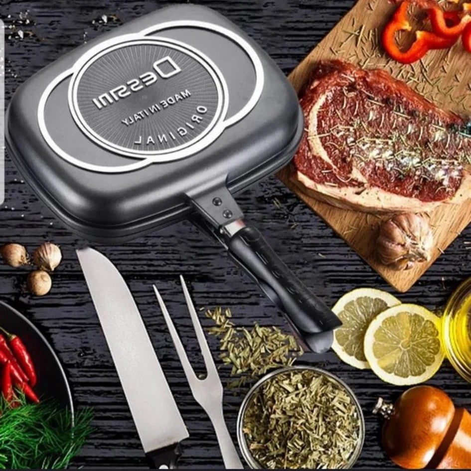 Tigaie dubla Dessini, interior antiaderent, garnitura silicon rezerva, 36 cm Imagine principală a produsului